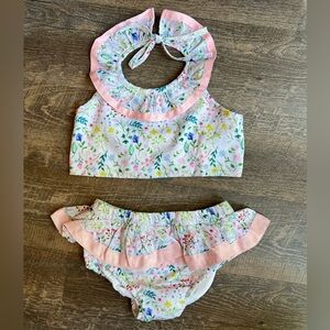 NEW Cecil & Lou Two Piece Girls Floral Ruffle Swimsuit Size 8